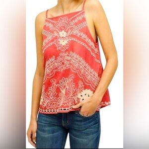Anthropologie Vanessa Virginia Terracotta Embroidered Cami Tank Top Wmns 2